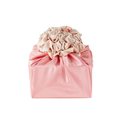 Korean traditional double sided silk yarn wrapping fabric [Ivory / Light coral]