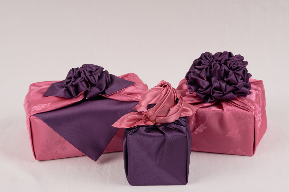 Korean traditional double sided silk yarn wrapping fabric [Indi pink/Wine]