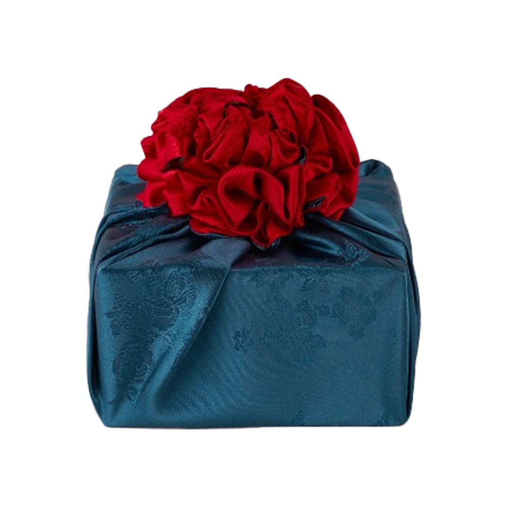 Korean traditional double sided silk yarn wrapping fabric [Red/Cobalt blue]