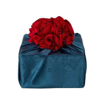 Korean traditional double sided silk yarn wrapping fabric [Red/Cobalt blue]