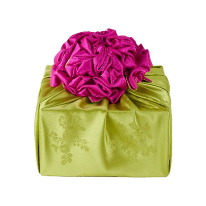 Korean traditional double sided silk yarn wrapping fabric [Wasabi/Pink]