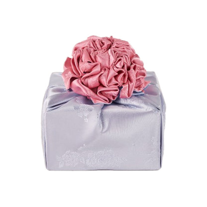 Korean traditional double sided silk yarn wrapping fabric [Silver grey/Light pink]