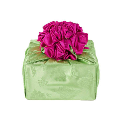 Korean traditional double sided silk yarn wrapping fabric [Light green/Pink]