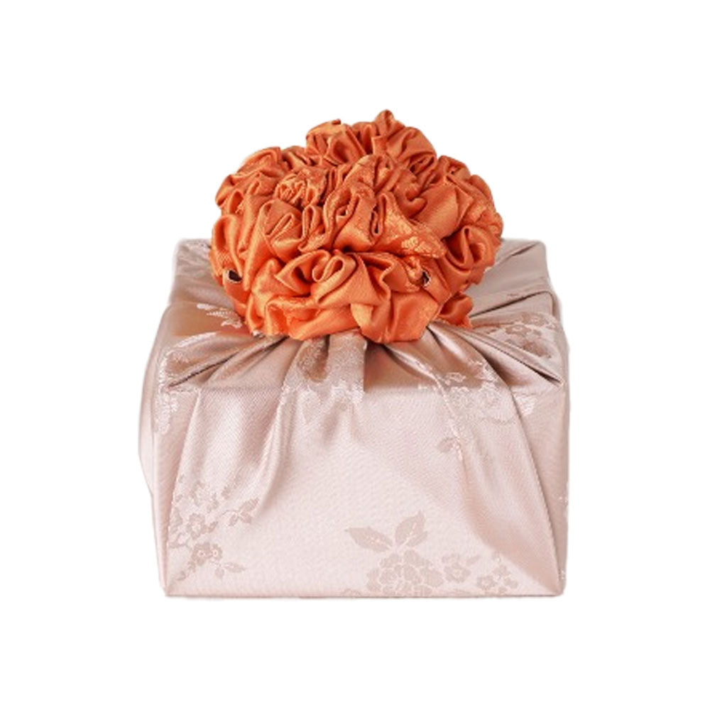 Korean traditional double sided silk yarn wrapping fabric [Beige/Orange]