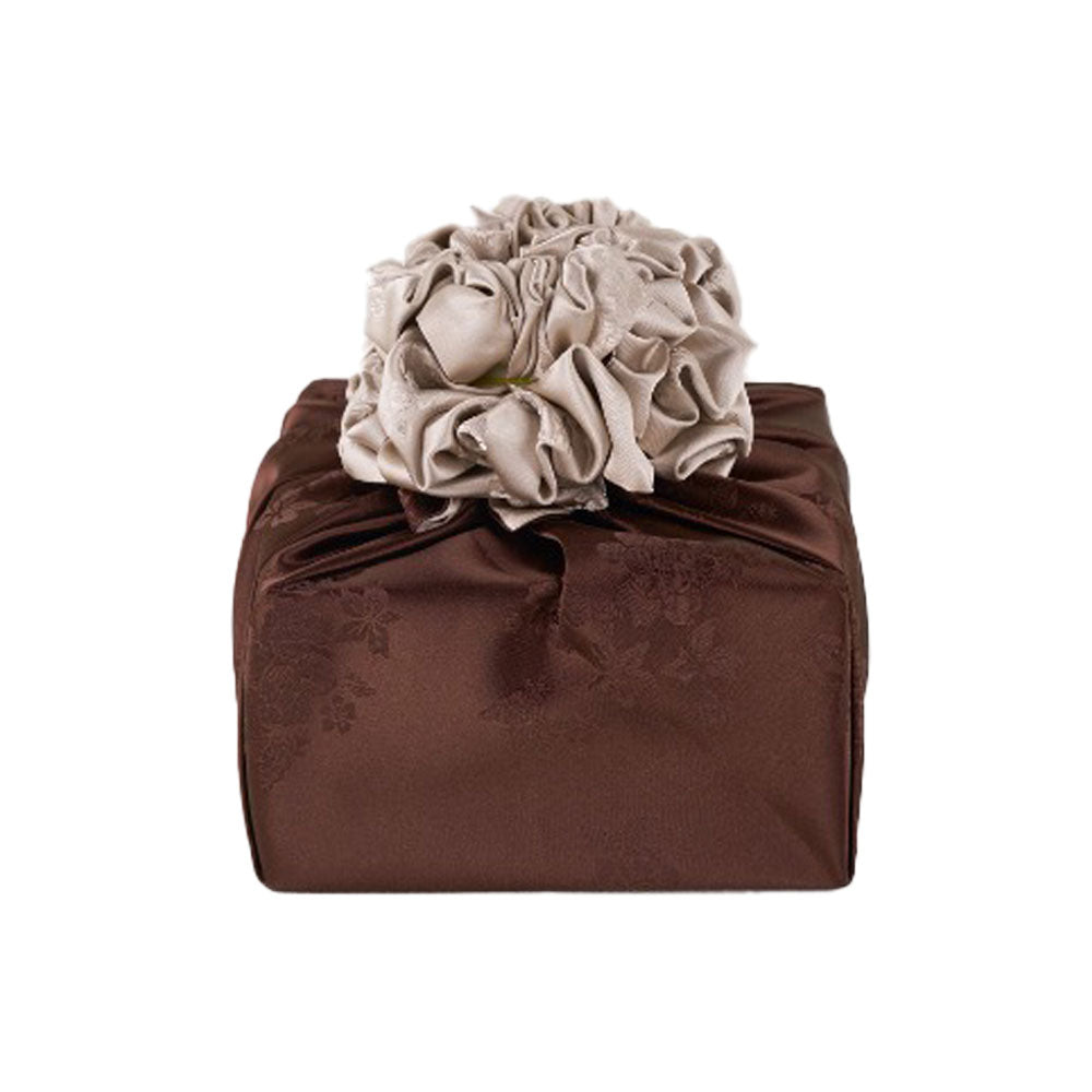 Korean traditional double sided silk yarn wrapping fabric [Beige/Maroon]