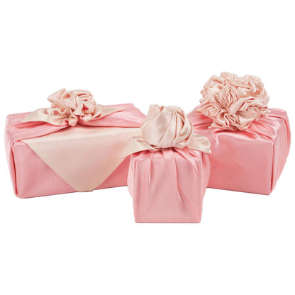 Korean traditional double sided silk yarn wrapping fabric [Ivory / Light coral]