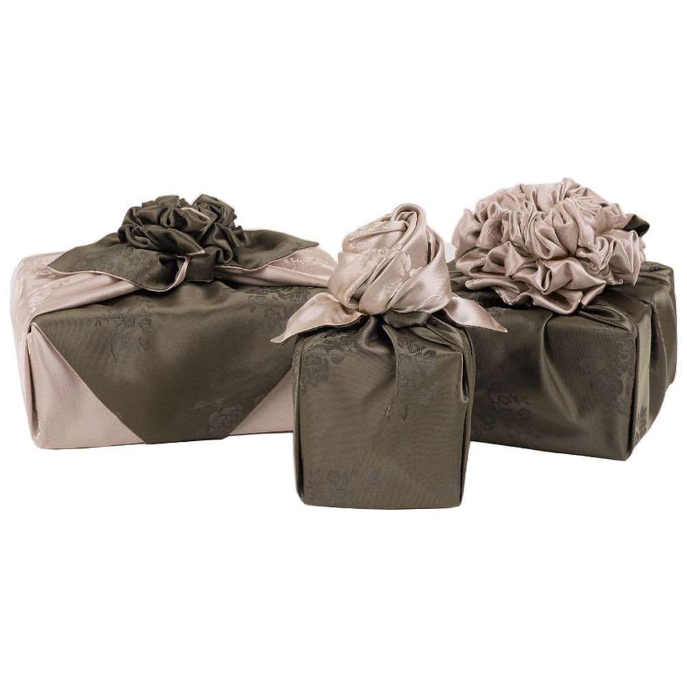 Korean traditional double sided silk yarn wrapping fabric [Beige/Khaki]