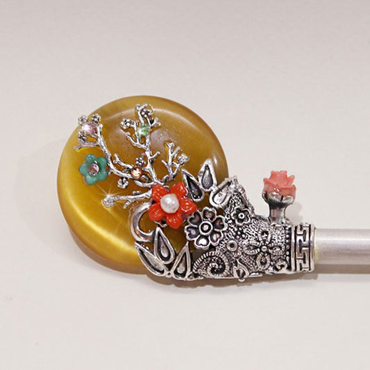 Korean traditional gemstone hairpin Binyeo [Pumpkin]