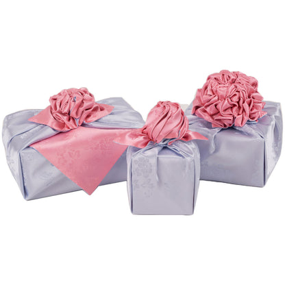 Korean traditional double sided silk yarn wrapping fabric [Silver grey/Light pink]