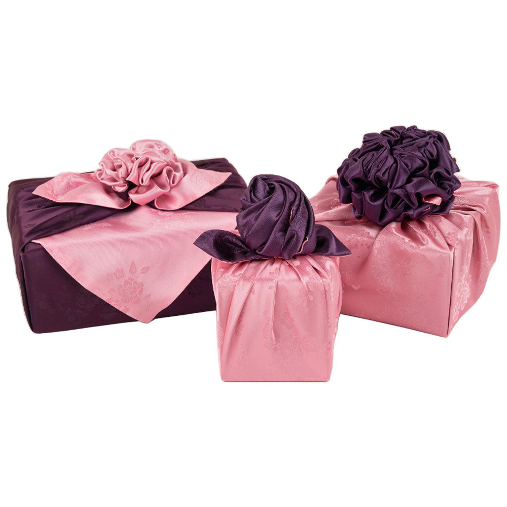 Korean traditional double sided silk yarn wrapping fabric [Light pink/Wine]