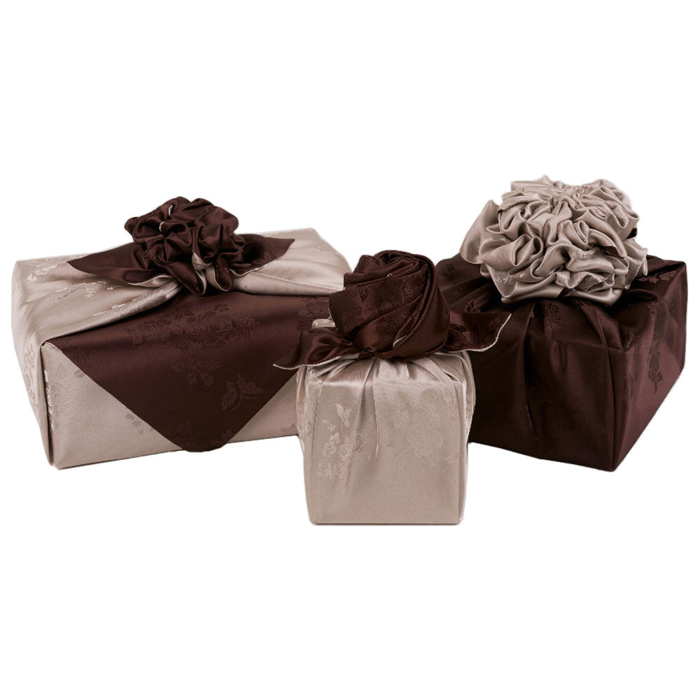 Korean traditional double sided silk yarn wrapping fabric [Beige/Maroon]