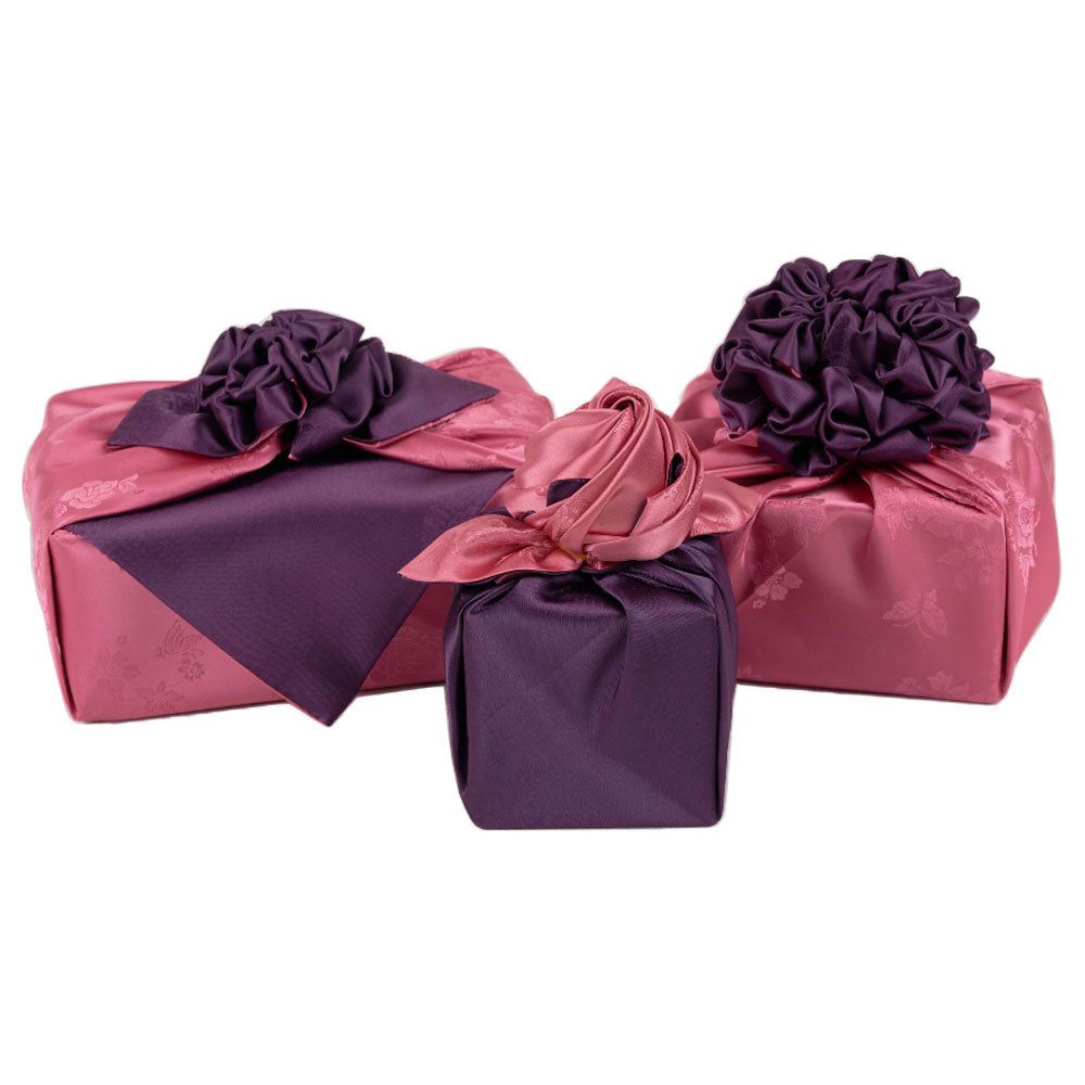 Korean traditional double sided silk yarn wrapping fabric [Indi pink/Wine]
