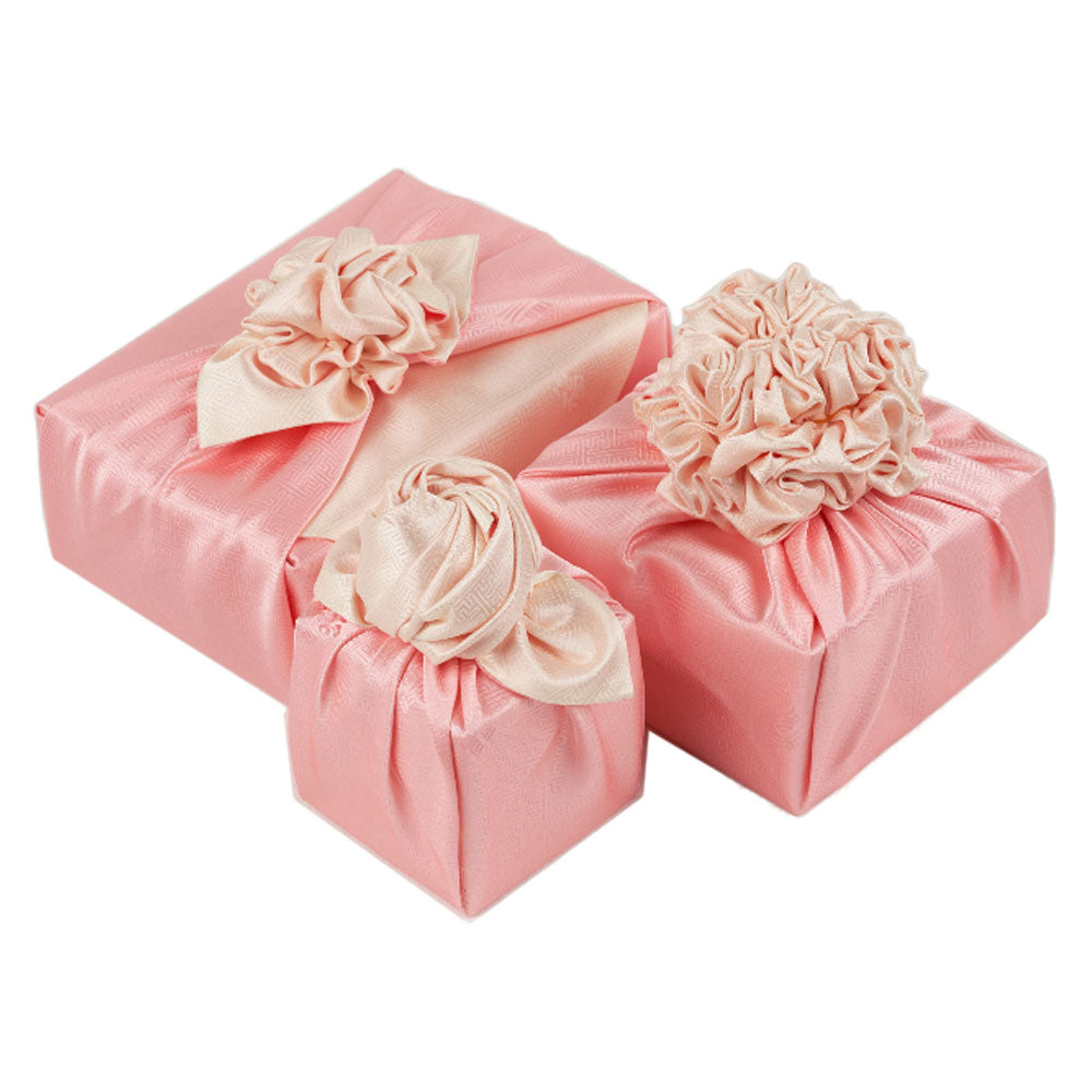 Korean traditional double sided silk yarn wrapping fabric [Ivory / Light coral]