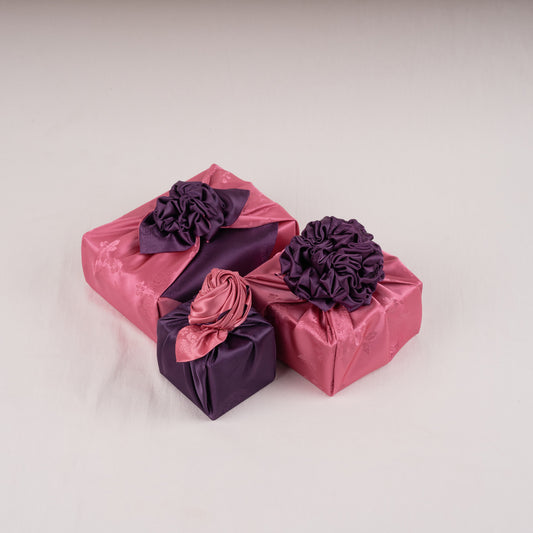 Korean traditional double sided silk yarn wrapping fabric [Indi pink/Wine]