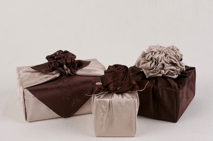Korean traditional double sided silk yarn wrapping fabric [Beige/Maroon]