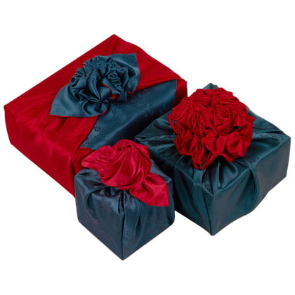 Korean traditional double sided silk yarn wrapping fabric [Red/Cobalt blue]