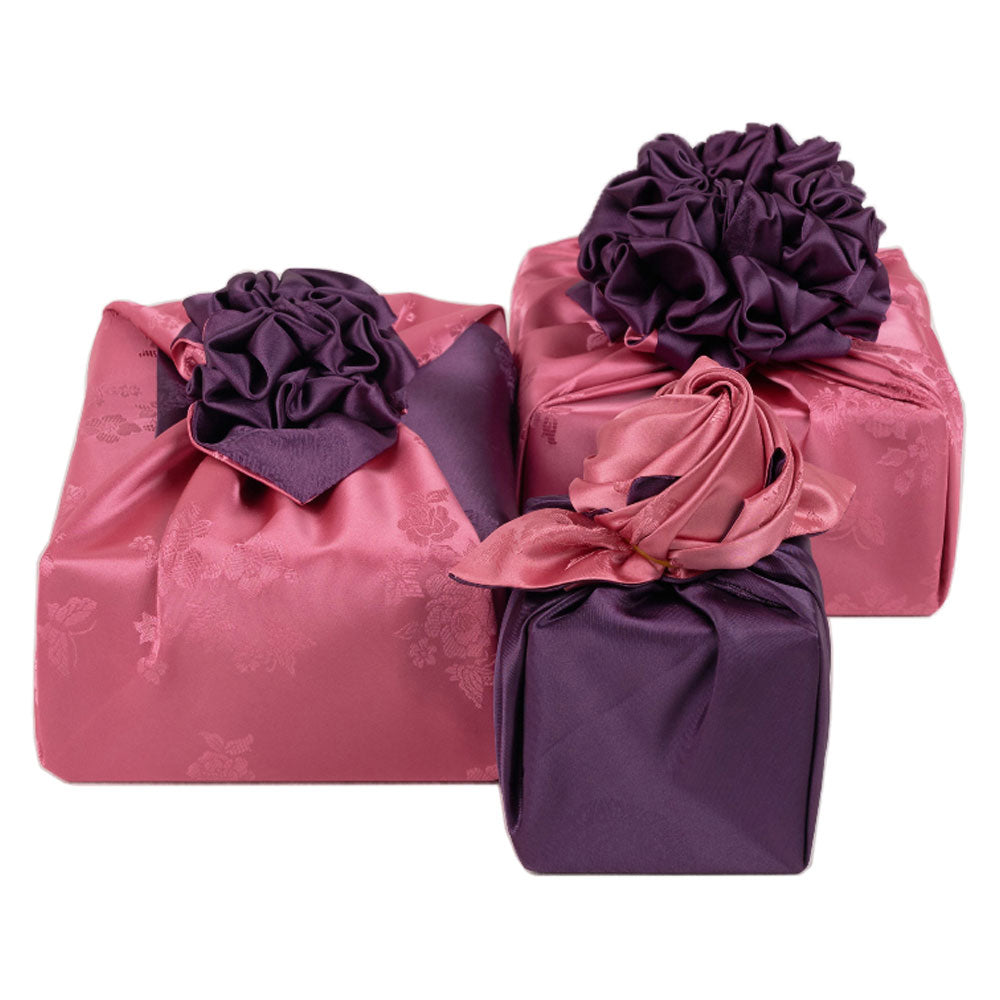 Korean traditional double sided silk yarn wrapping fabric [Indi pink/Wine]