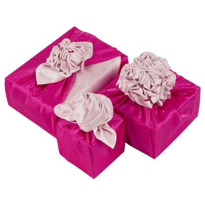 Korean traditional double sided silk yarn wrapping fabric [White Ivory/Pink]