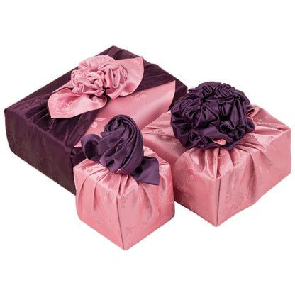 Korean traditional double sided silk yarn wrapping fabric [Light pink/Wine]
