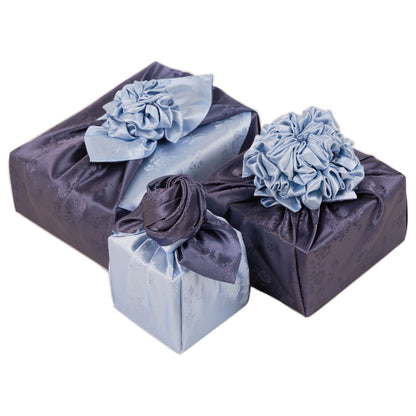 Korean traditional double sided silk yarn wrapping fabric [Blue grey/Silver grey]