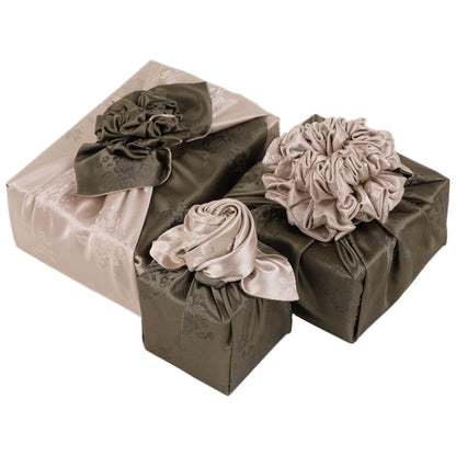 Korean traditional double sided silk yarn wrapping fabric [Beige/Khaki]