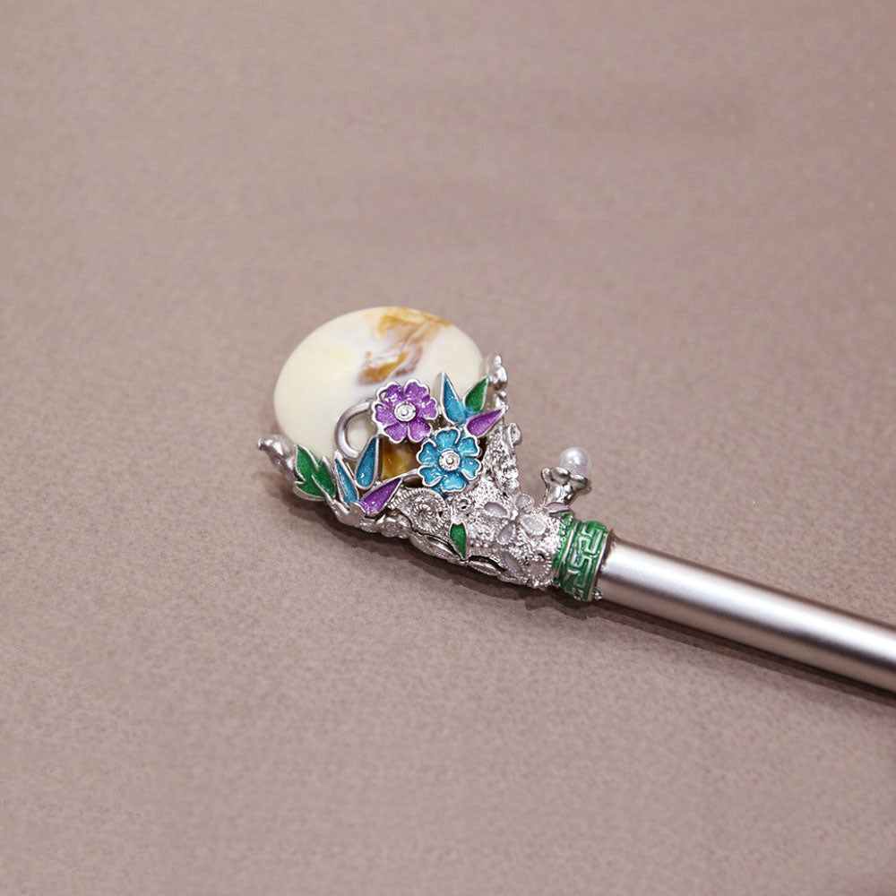 Korean traditional golden marble hairpin Binyeo [Ivory]