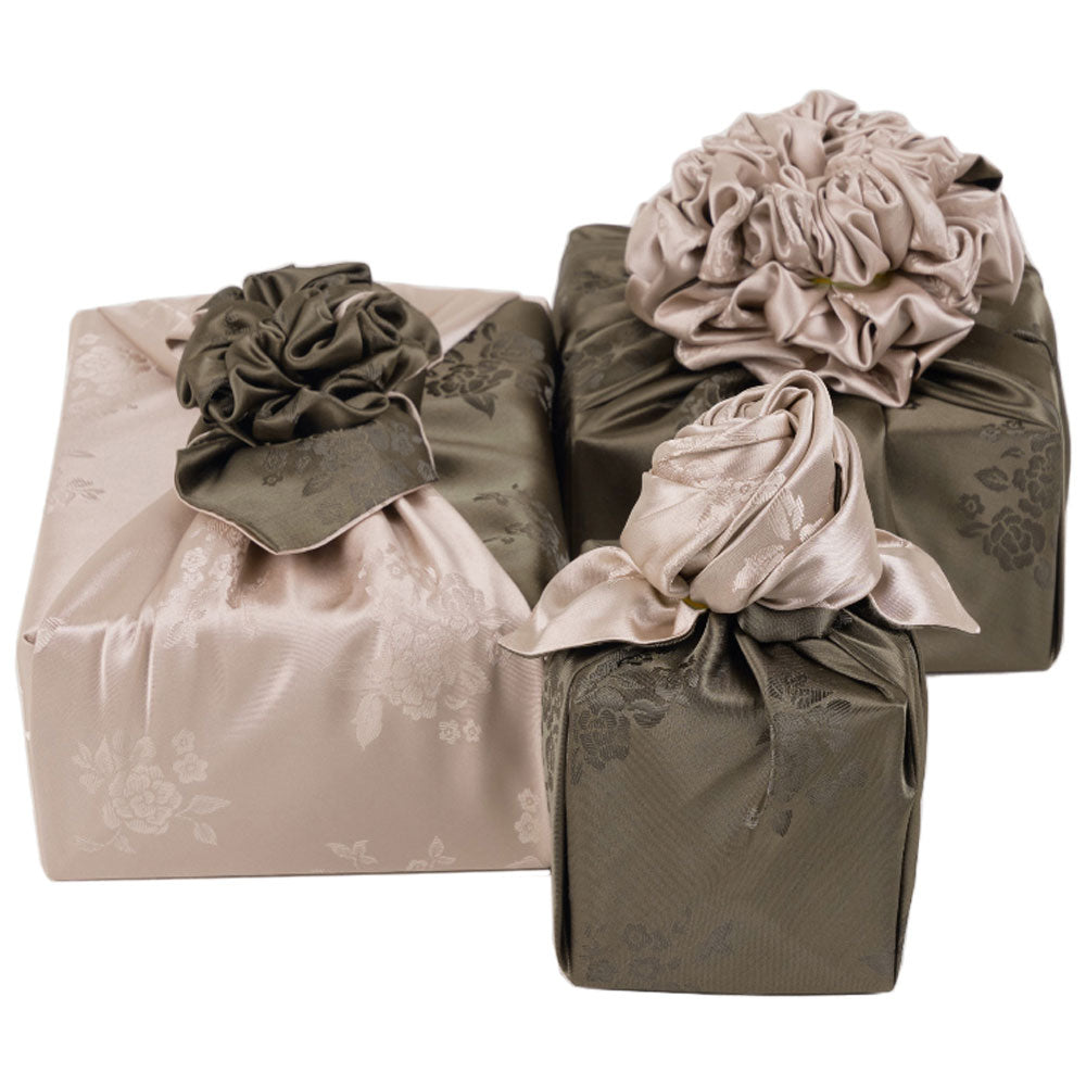 Korean traditional double sided silk yarn wrapping fabric [Beige/Khaki]