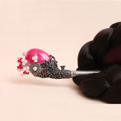 Korean traditional blossom hairpin Binyeo [Coral]