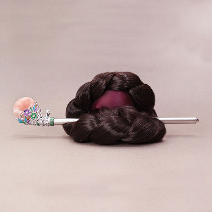 Korean traditional golden marble hairpin Binyeo [Light pink]