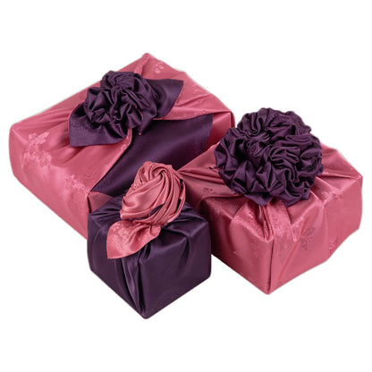 Korean traditional double sided silk yarn wrapping fabric [Indi pink/Wine]