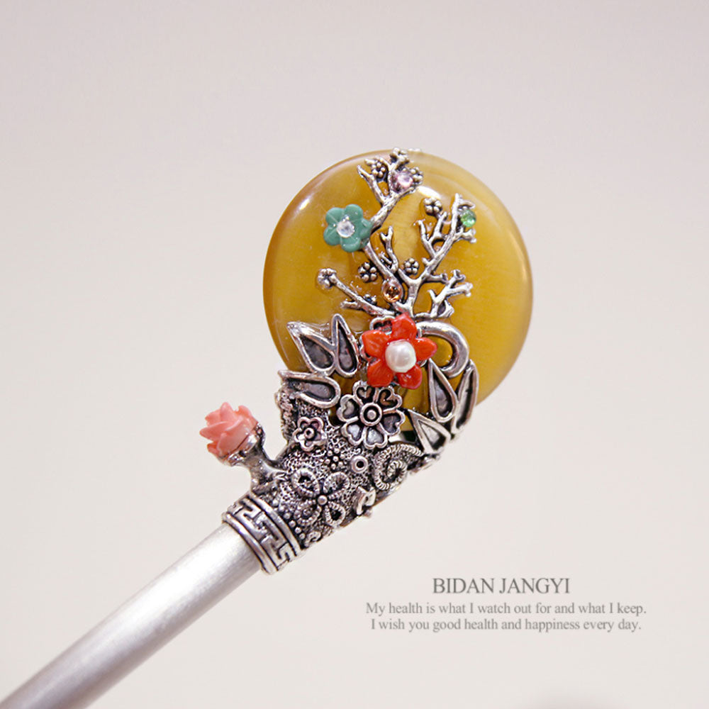 Korean traditional gemstone hairpin Binyeo [Pumpkin]