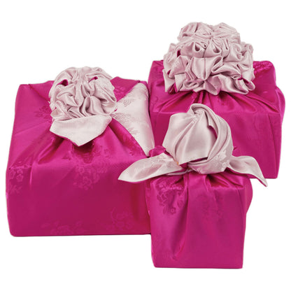 Korean traditional double sided silk yarn wrapping fabric [White Ivory/Pink]