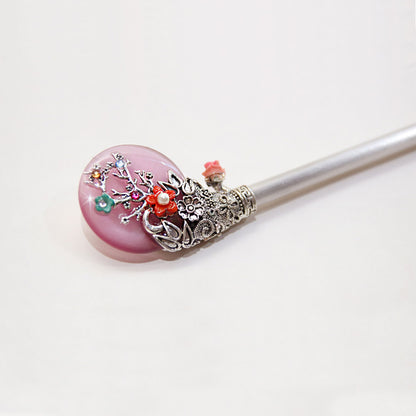 Korean traditional gemstone hairpin Binyeo [Pink]