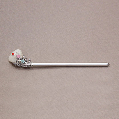 Korean traditional golden marble hairpin Binyeo [White]