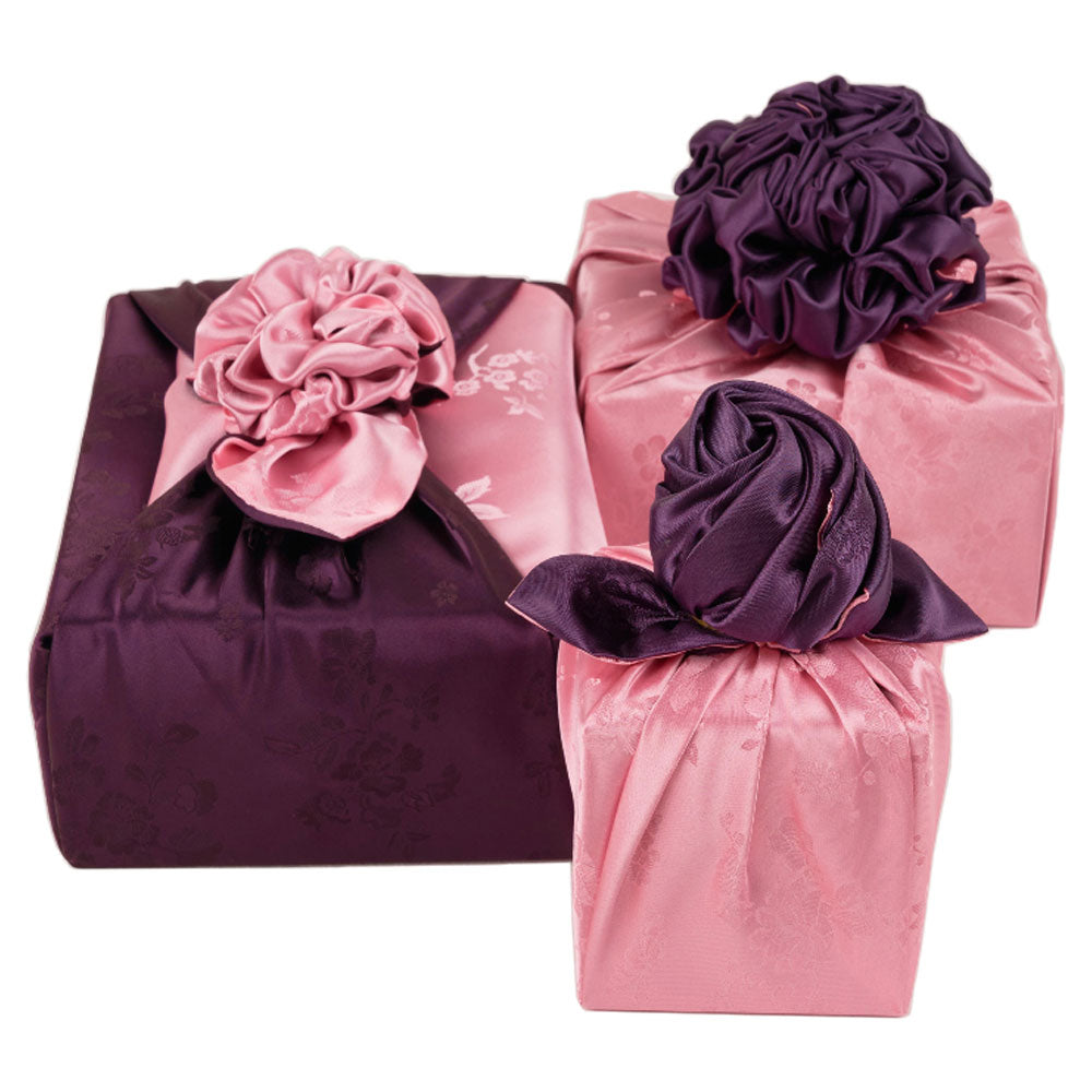 Korean traditional double sided silk yarn wrapping fabric [Light pink/Wine]