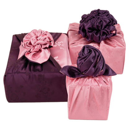 Korean traditional double sided silk yarn wrapping fabric [Light pink/Wine]