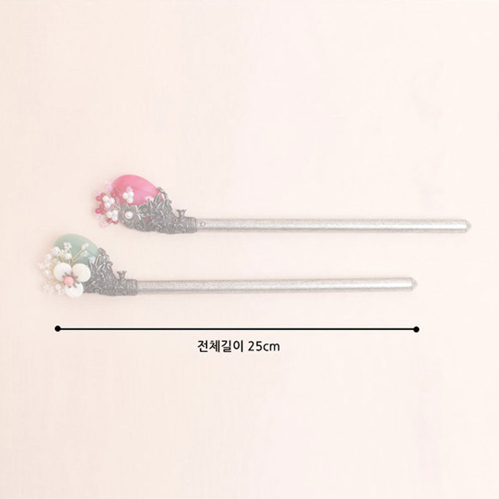 Korean traditional blossom hairpin Binyeo [Coral]