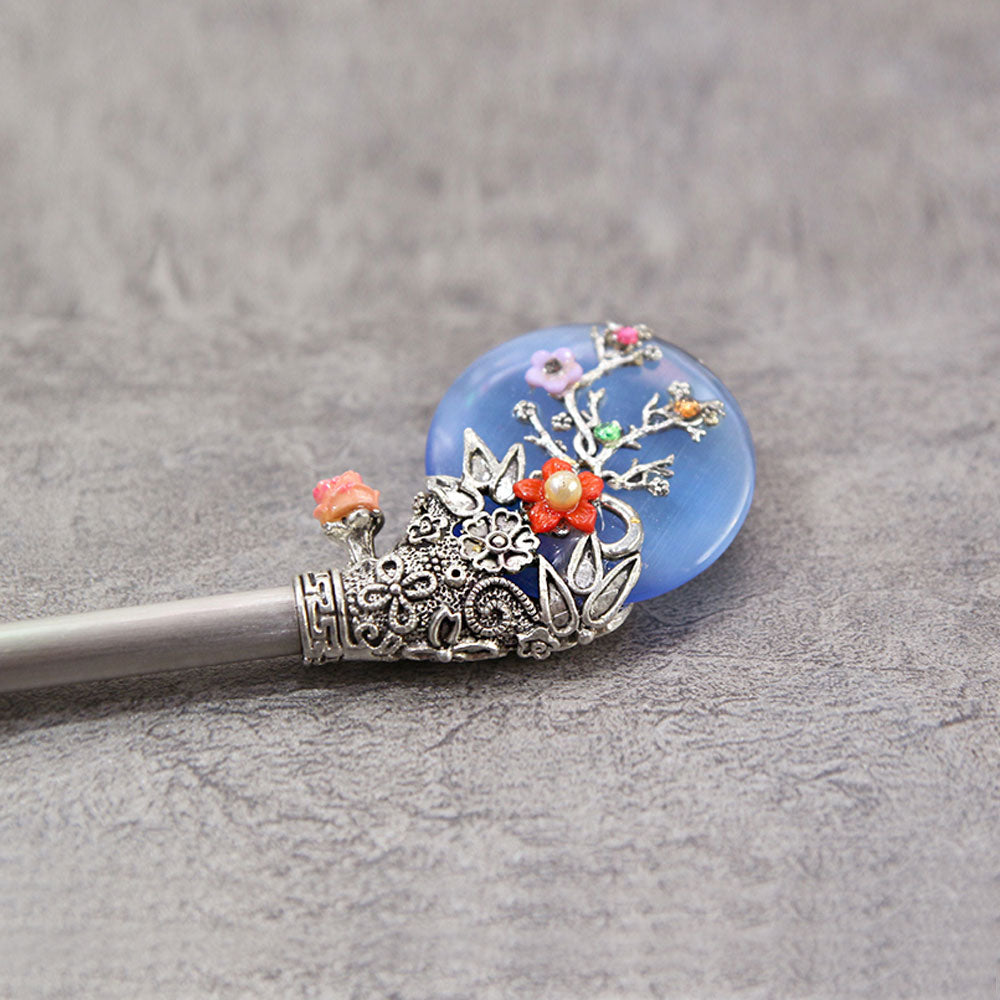 Korean traditional gemstone hairpin Binyeo [Blue]