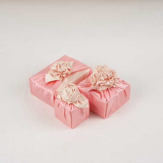 Korean traditional double sided silk yarn wrapping fabric [Ivory / Light coral]