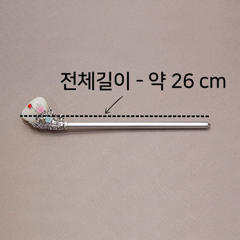 Korean traditional golden marble hairpin Binyeo [White]