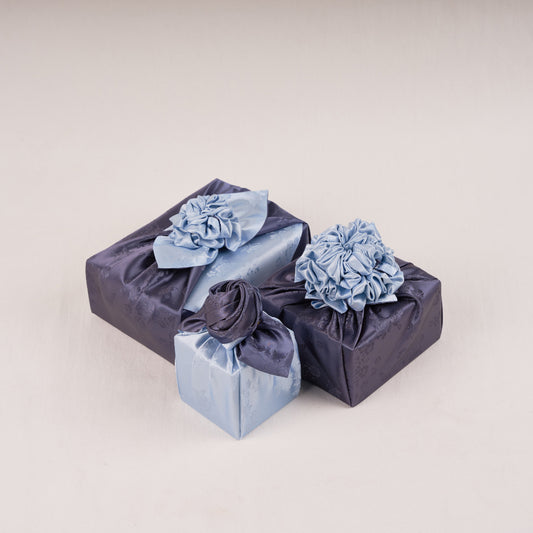 Korean traditional double sided silk yarn wrapping fabric [Blue grey/Silver grey]