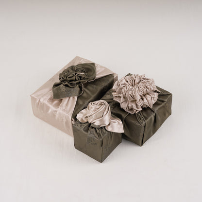 Korean traditional double sided silk yarn wrapping fabric [Beige/Khaki]
